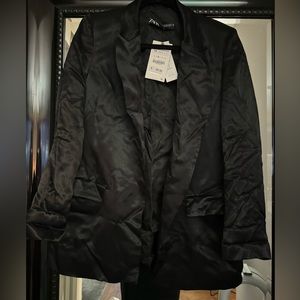 NWT Zara black satin blazer